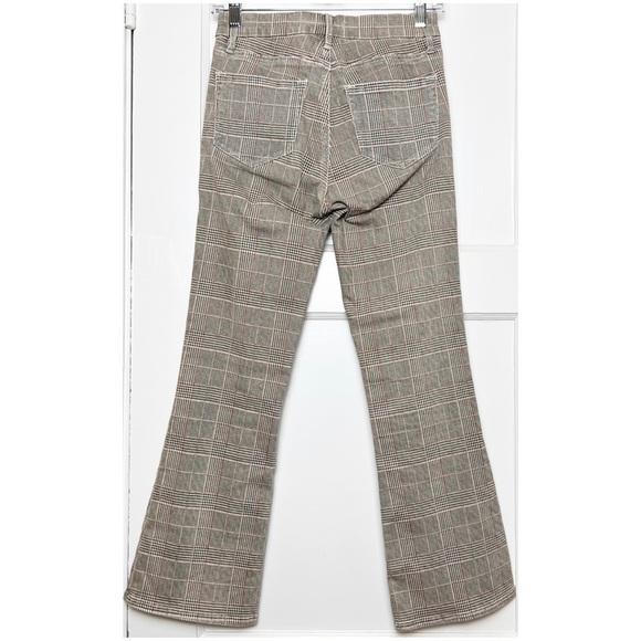 FRAME 90s Houndstooth Plaid Check Denim High Waist Ankle Crop Kick Flare Jean 25 - Picture 8 of 13